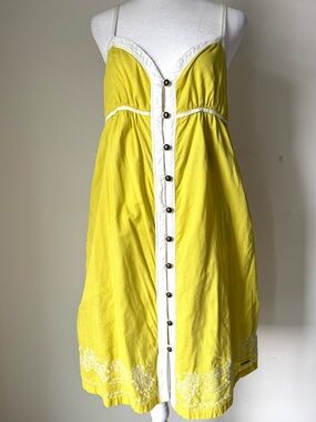 Roxy Y2K yellow Embroidered babydoll sundress